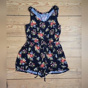 George Black Floral Sleeveless Romper M
